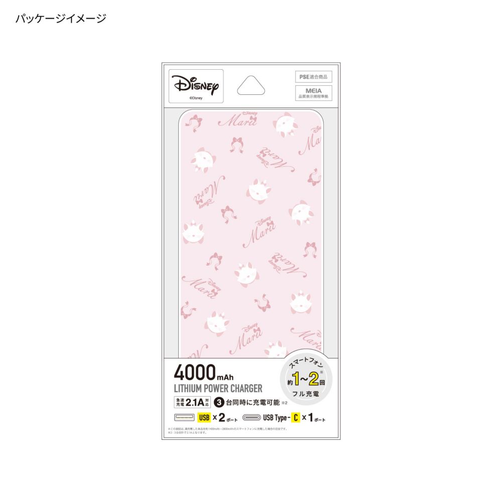 マリー USB / USB Type-C 4000mAh リチウムイオンポリマー 充電器 2.1A DNG-127MR