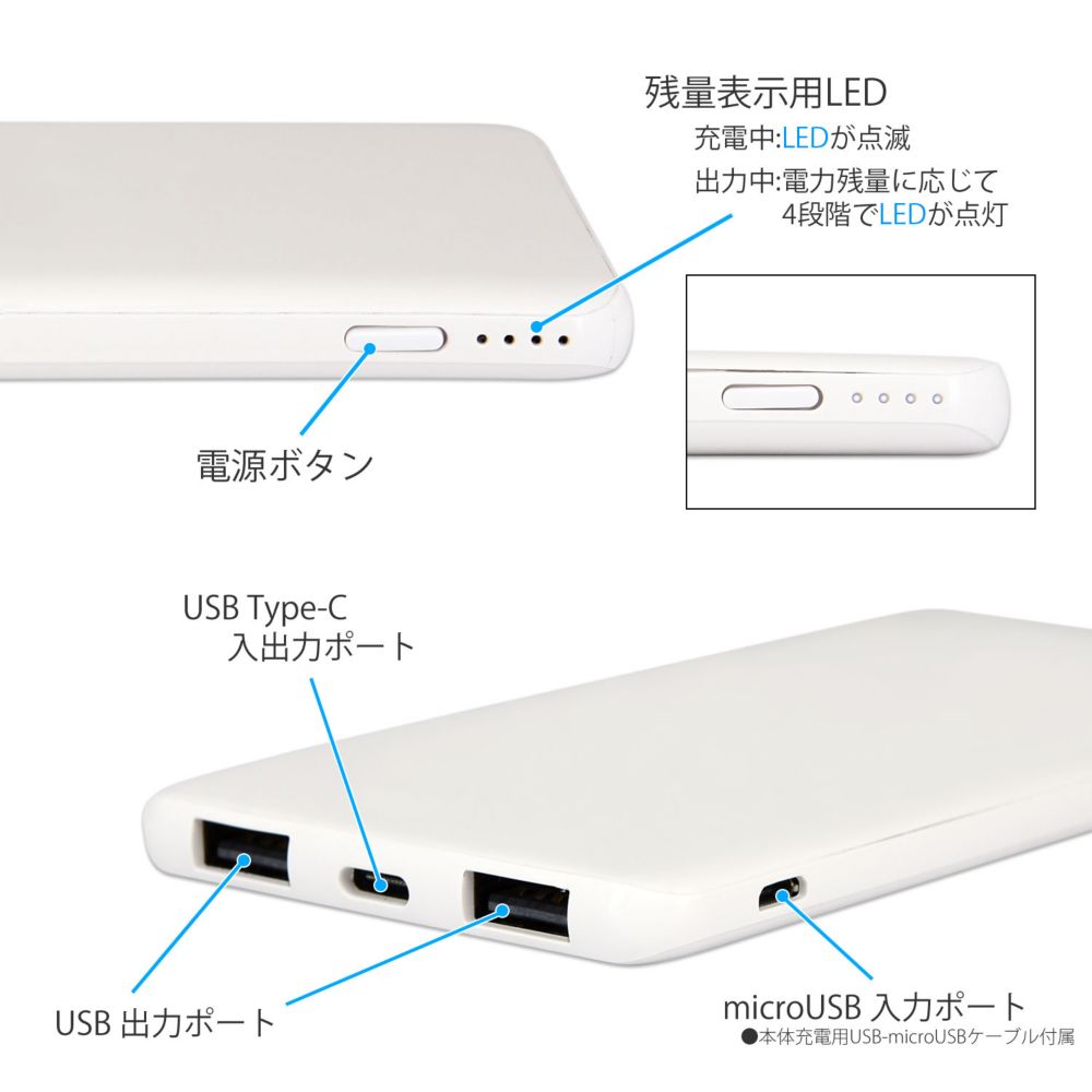 マリー＆ベルリオーズ＆トゥルーズ ベビーブルー USB/USB Type-C 4000mAh リチウムイオンポリマー充電器 2.1A DNG-133C