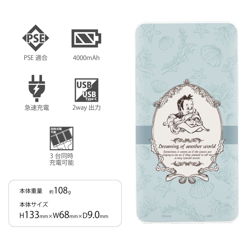 アリエル USB / USB Type-C 4000mAh リチウムイオンポリマー 充電器 2.1A DNG-136AR