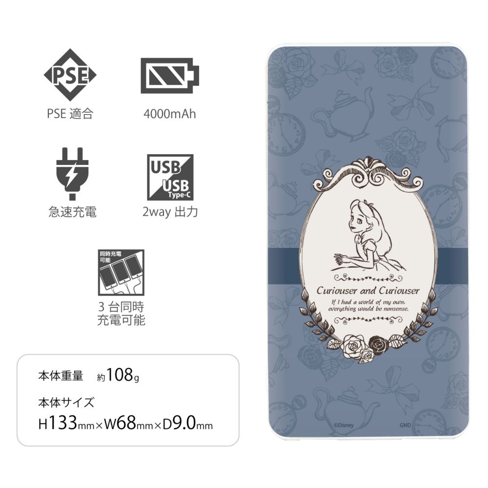 アリス USB / USB Type-C 4000mAh リチウムイオンポリマー 充電器 2.1A DNG-136AC