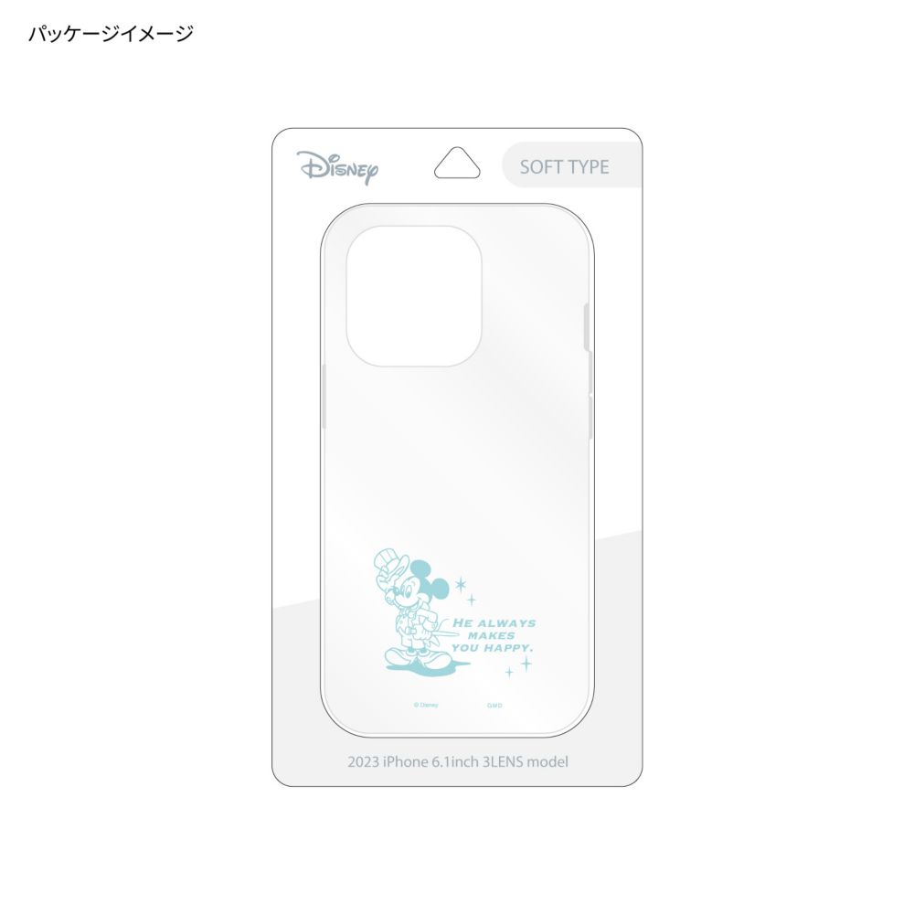ミッキーマウス iPhone15 Pro 対応 ソフトケース DNG-149MK