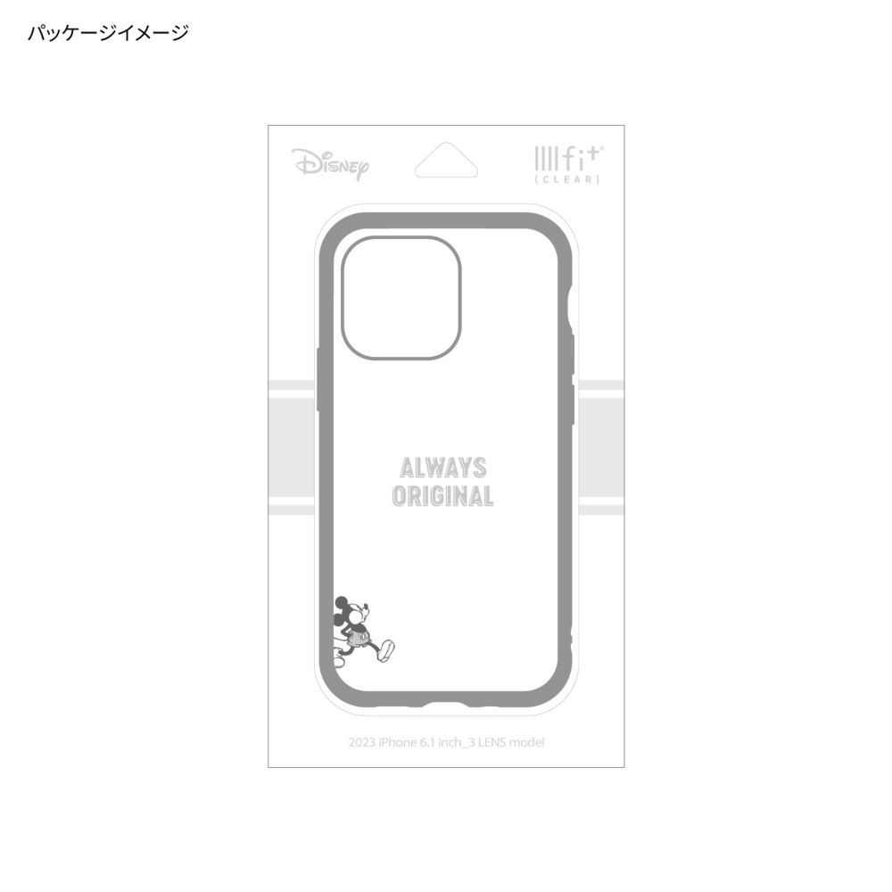 ミッキーマウス IIIIfit Clear(イーフィット クリア) iPhone15 Pro 対応 ケース DNG-155MK