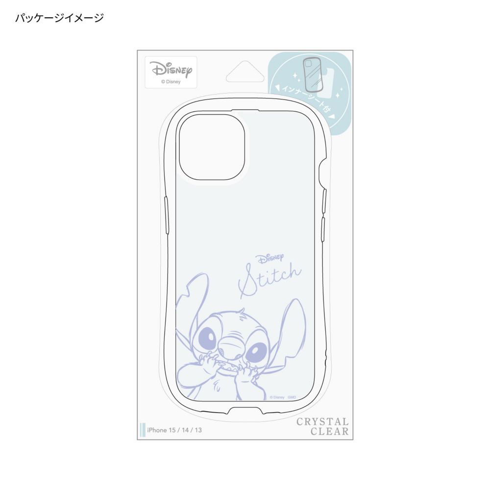 スティッチ iPhone 15 / 14 / 13 対応 クリスタルクリアケース DNG-182ST