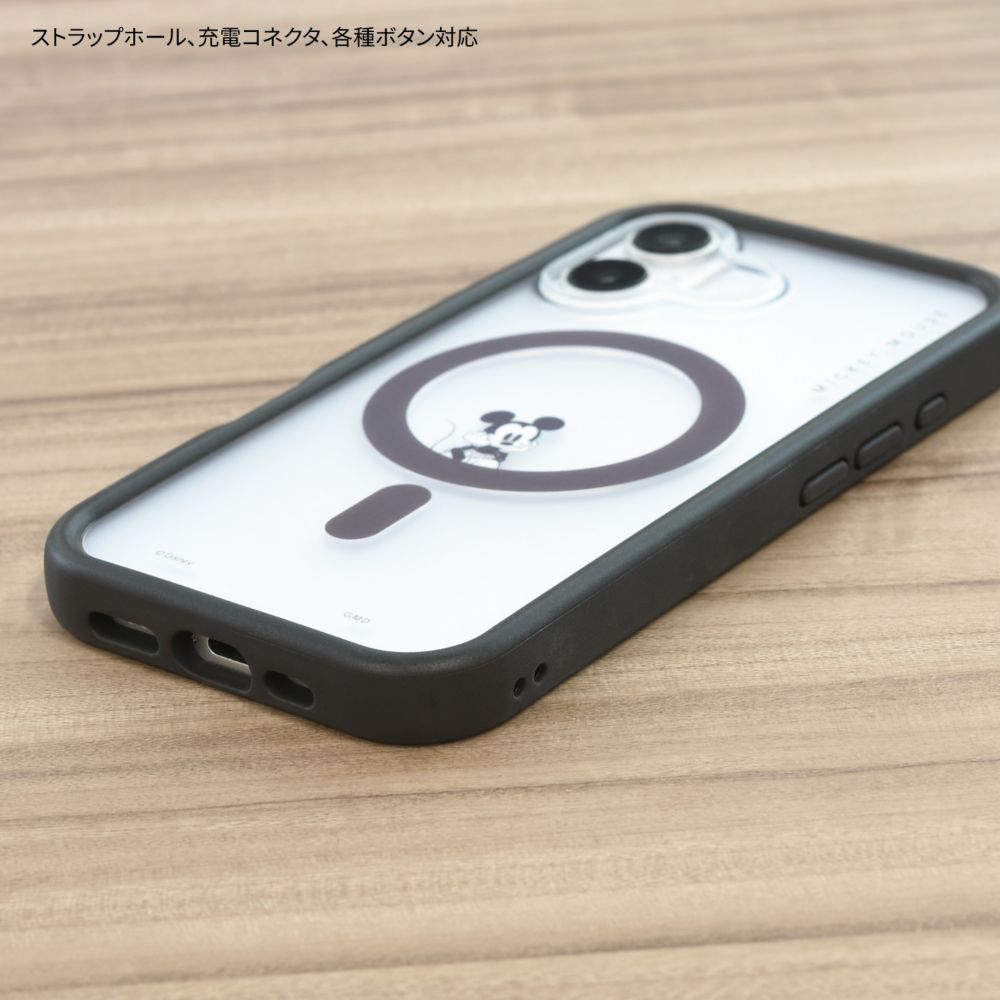 ミッキーマウス iPhone16 MagSafe 対応 プランプフレームケース DNG-206MK