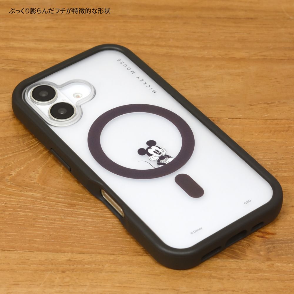 ミッキーマウス iPhone16 MagSafe 対応 プランプフレームケース DNG-206MK
