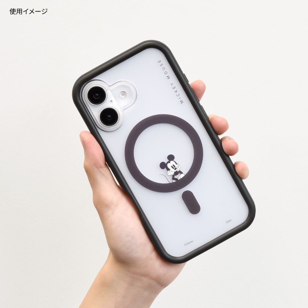 ミッキーマウス iPhone16 MagSafe 対応 プランプフレームケース DNG-206MK