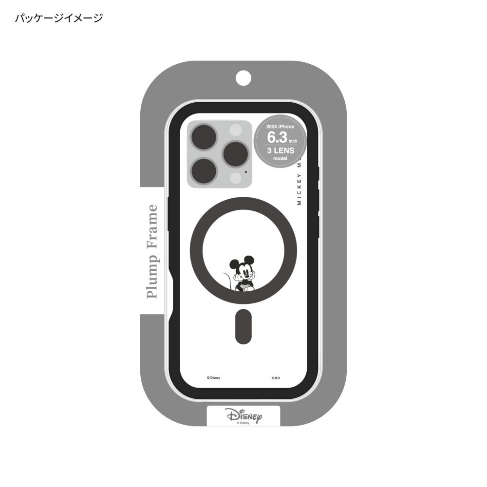 ミッキーマウス iPhone16 Pro MagSafe 対応 プランプフレームケース DNG-207MK