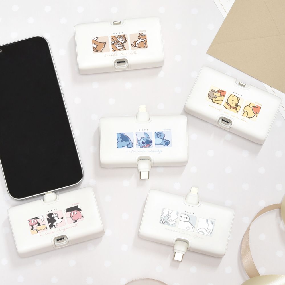 ミッキーマウス Lightning / Type-C コネクタ付き リチウムイオン充電器 4000mAh DNG-219MK