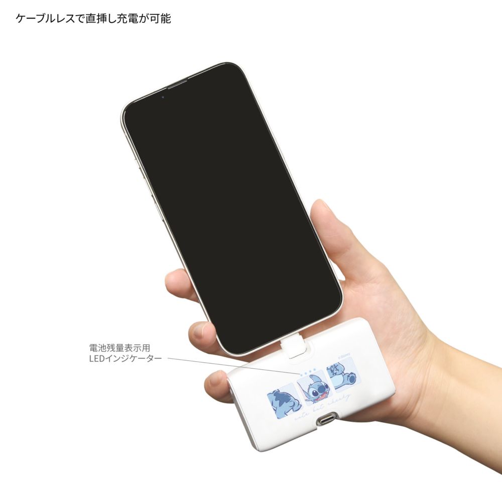 スティッチ Lightning / Type-C コネクタ付き リチウムイオン充電器 4000mAh DNG-219ST