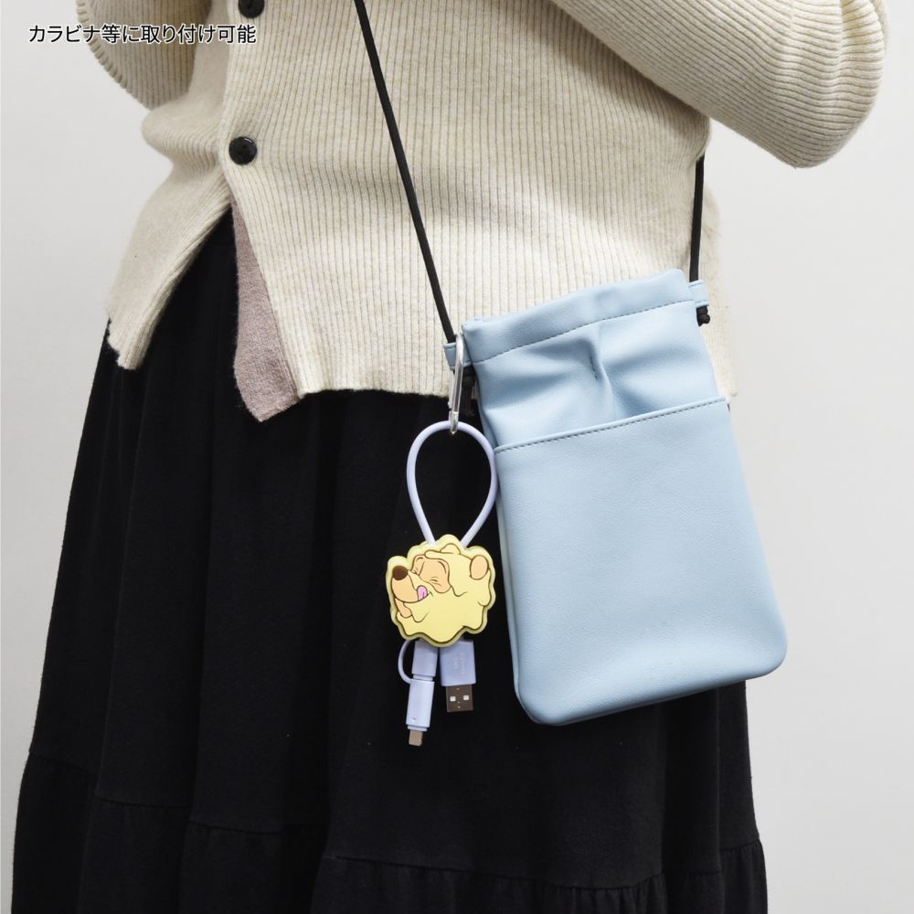 くまのプーさん マスコットカバー付きマルチ充電ケーブル DNG-244PO