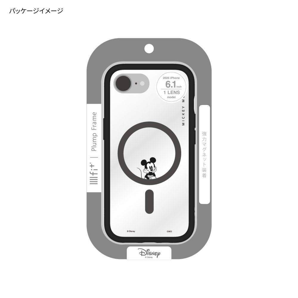 ミッキーマウス IIIIfit プランプフレーム iPhone 16e MagSafe 対応 ケース DNG-248MK