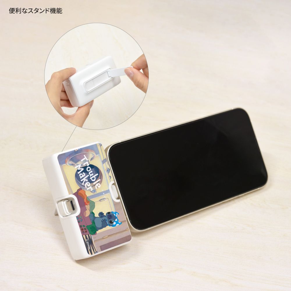 リロ＆スティッチ Lightning / Type-C コネクタ付き リチウムイオン充電器 4000mAh DNG-275B
