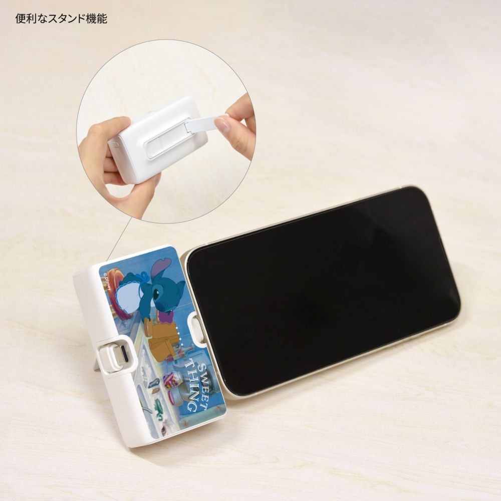 リロ＆スティッチ Lightning / Type-C コネクタ付き リチウムイオン充電器 4000mAh DNG-275E