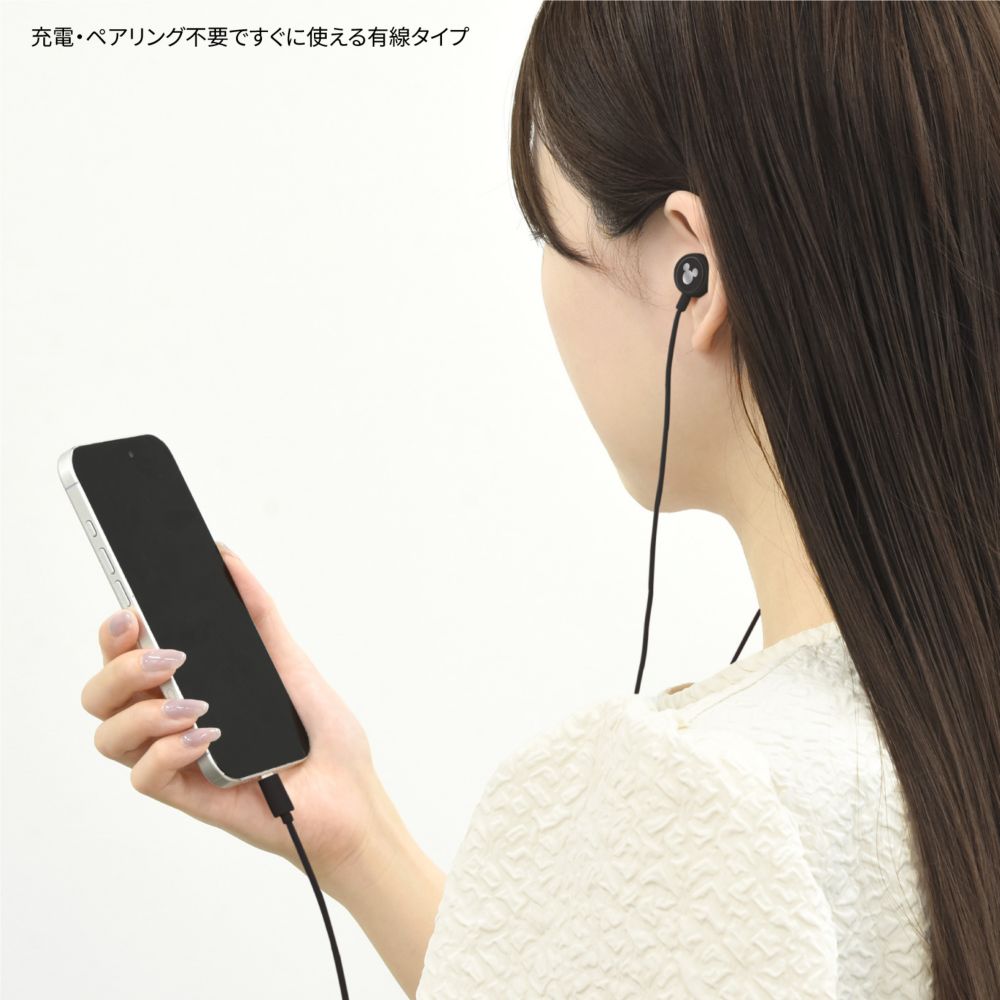 ミッキーマウス リモコンマイク付き USB Type-C ステレオイヤホン DNG-280MK