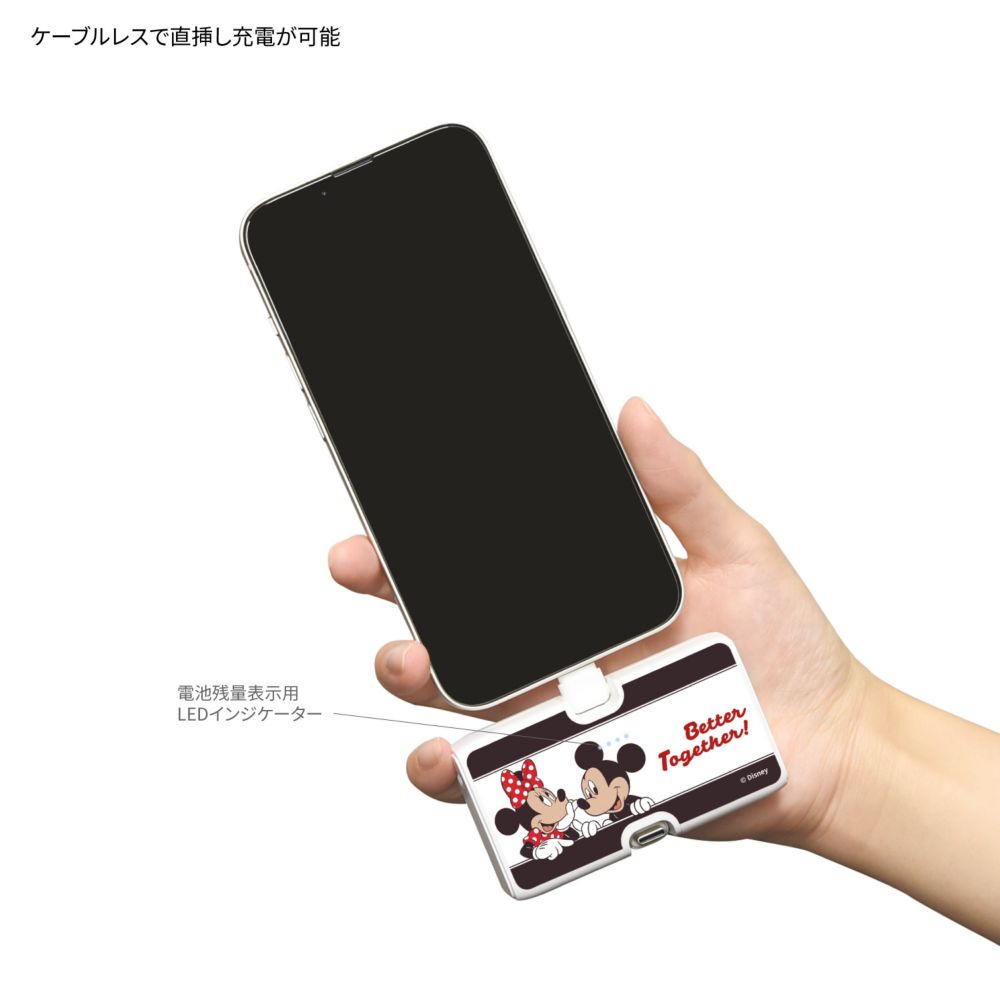 ミッキー＆ミニー Lightning / Type-C コネクタ付き リチウムイオン充電器 4000mAh DNG-322MKM