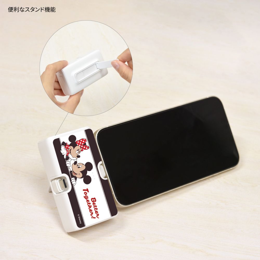 ミッキー＆ミニー Lightning / Type-C コネクタ付き リチウムイオン充電器 4000mAh DNG-322MKM