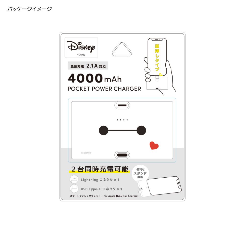 ベイマックス Lightning / Type-C コネクタ付き リチウムイオン充電器 4000mAh DNG-322BX