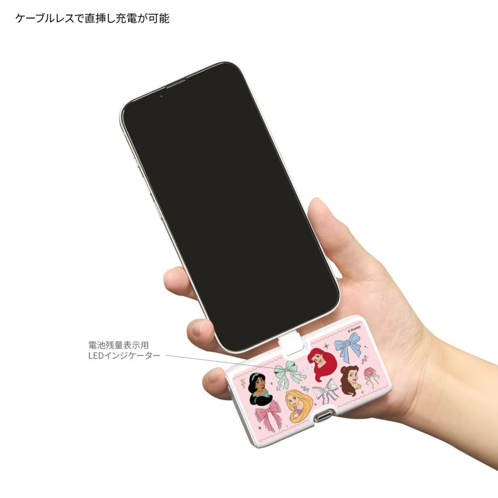 ディズニープリンセス Lightning / Type-C コネクタ付き リチウムイオン充電器 4000mAh DNG-322PR