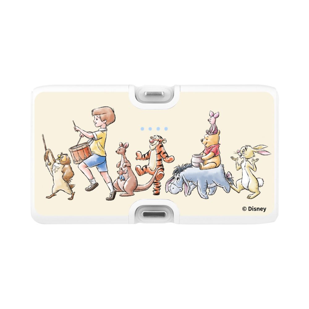 くまのプーさん Lightning / Type-C コネクタ付き リチウムイオン充電器 4000mAh DNG-322PO