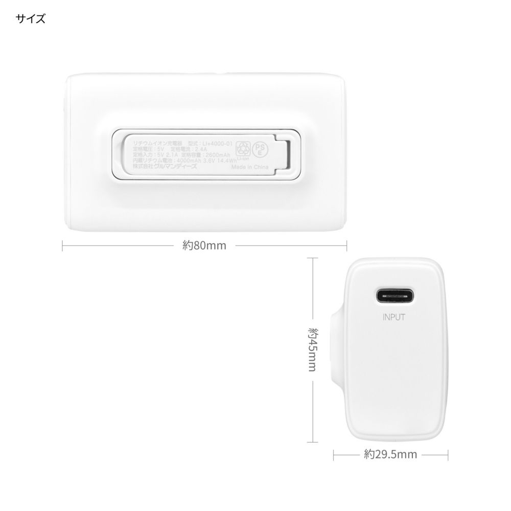 リメンバーミー ミゲル Lightning / Type-C コネクタ付き リチウムイオン充電器 4000mAh DNG-322MG