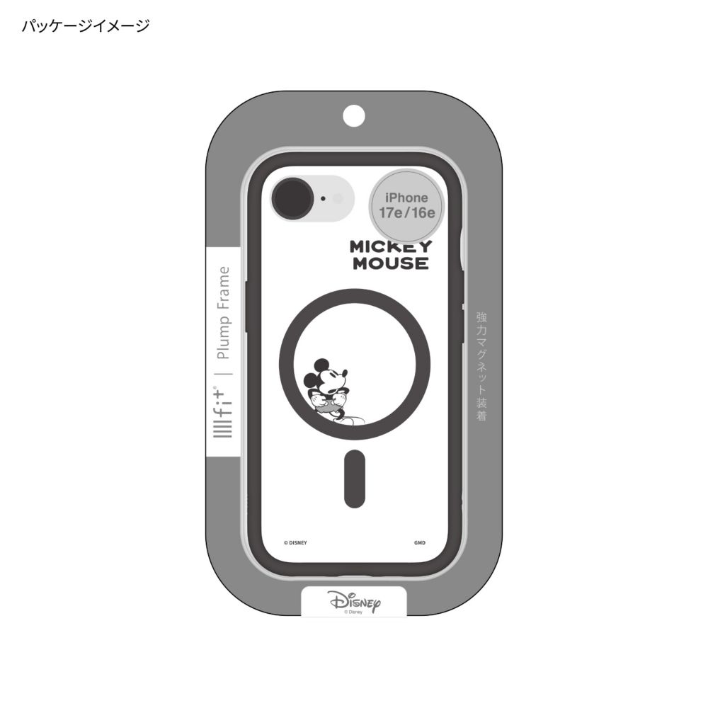 ミッキーマウス IIIIfit プランプフレーム iPhone17e / 16e MagSafe 対応 ケース DNG-350MK