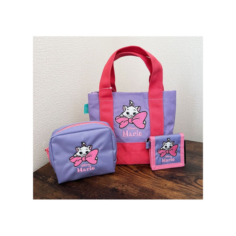 ディズニー ポリエステル刺繍ポーチ マリー/リボン