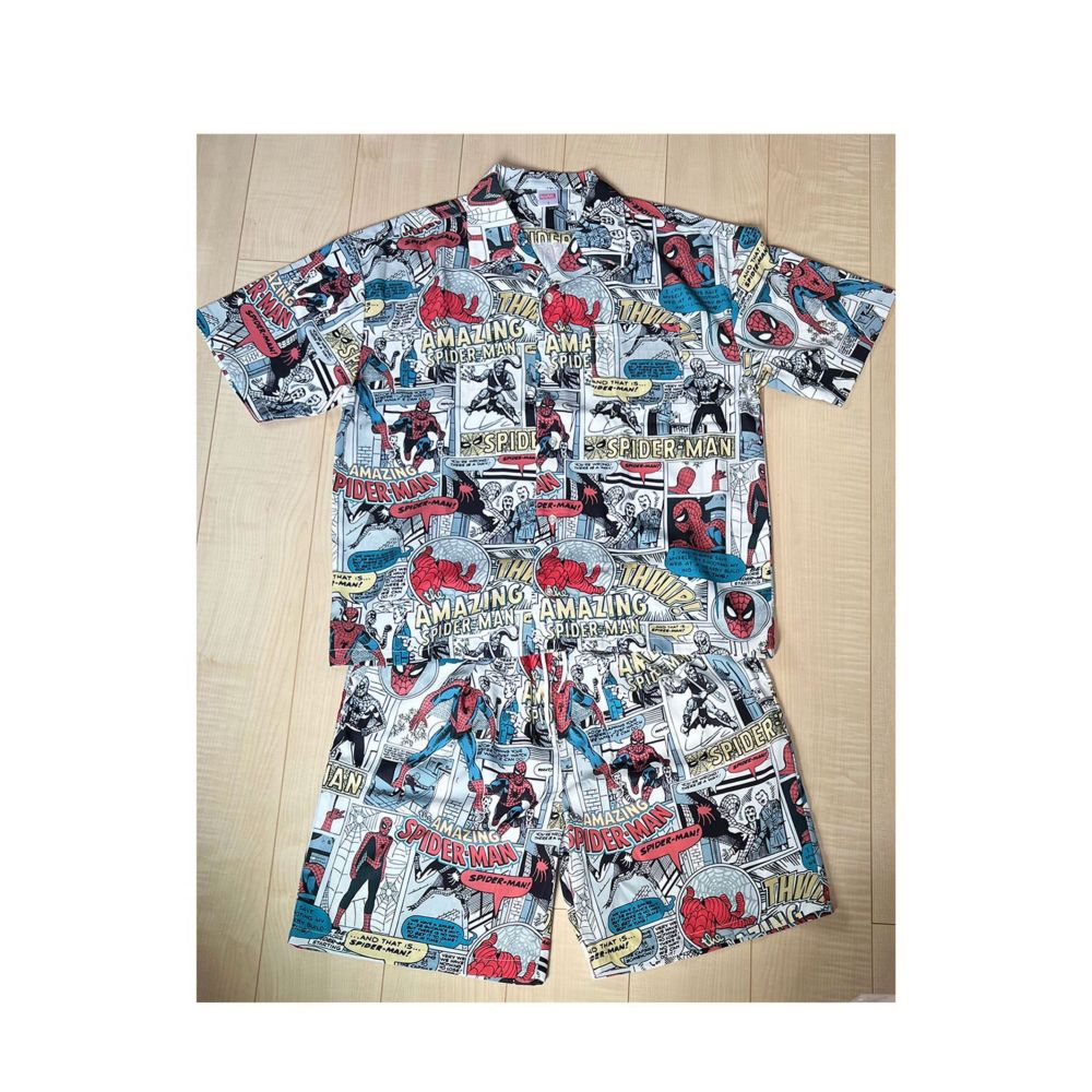 MARVEL スパイダーマンコミック 総柄パンツ