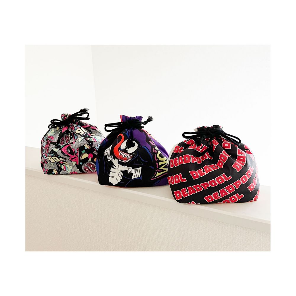 MARVEL マチ付き巾着 デッドプール/ロゴ