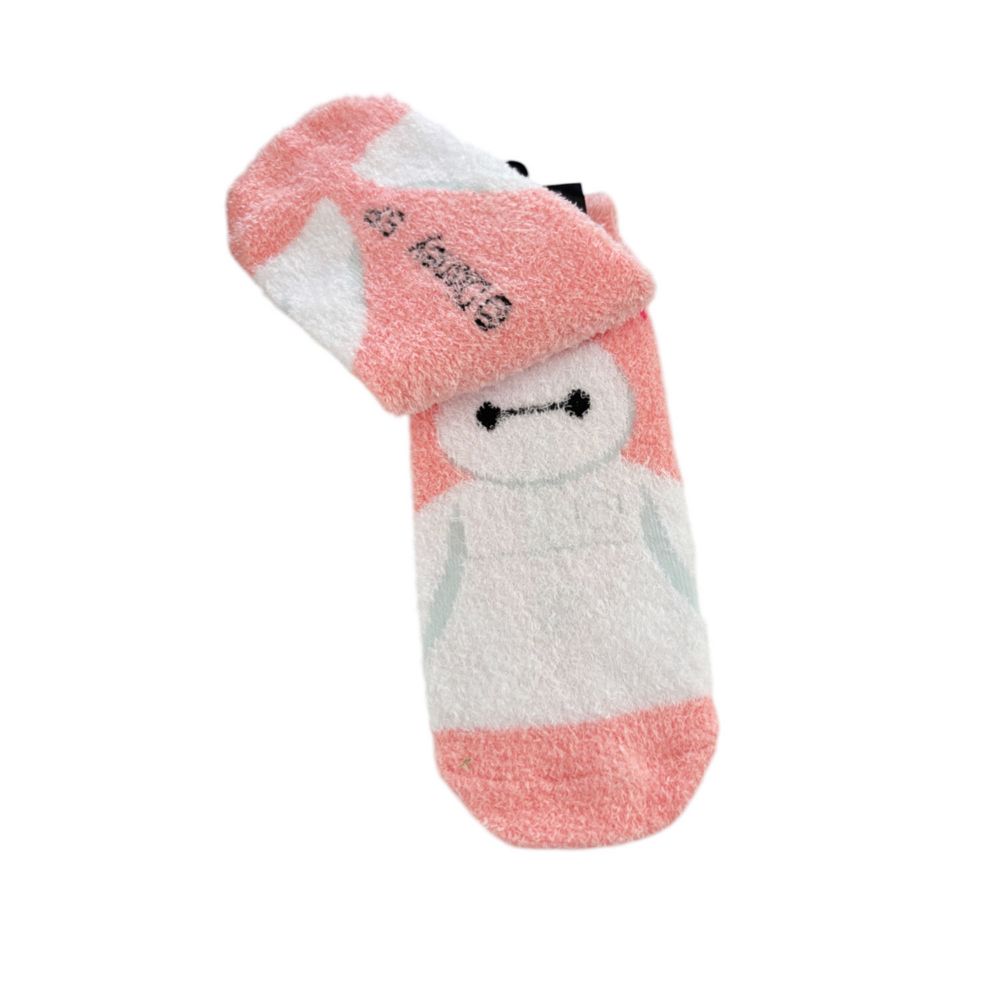 ディズニー もっこもこくつした ベイマックス ロゴ ピンク