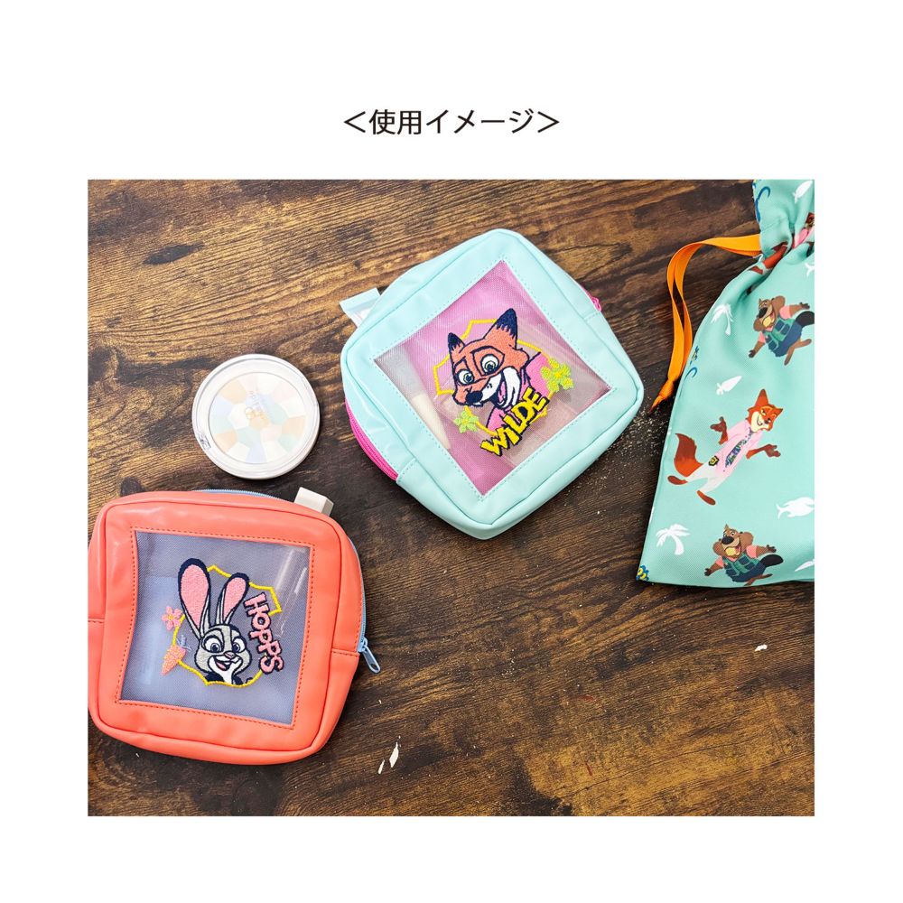 ディズニー ズートピア2 ニック 合皮メッシュ刺繍ポーチ