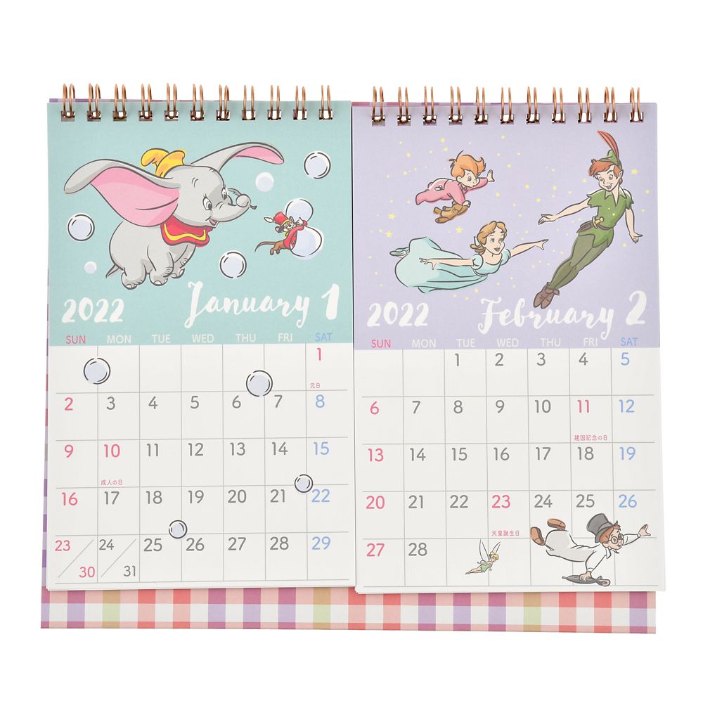 公式 ショップディズニー ディズニーキャラクター 卓上カレンダー 22 2month レトロチェック Calendars Organizers