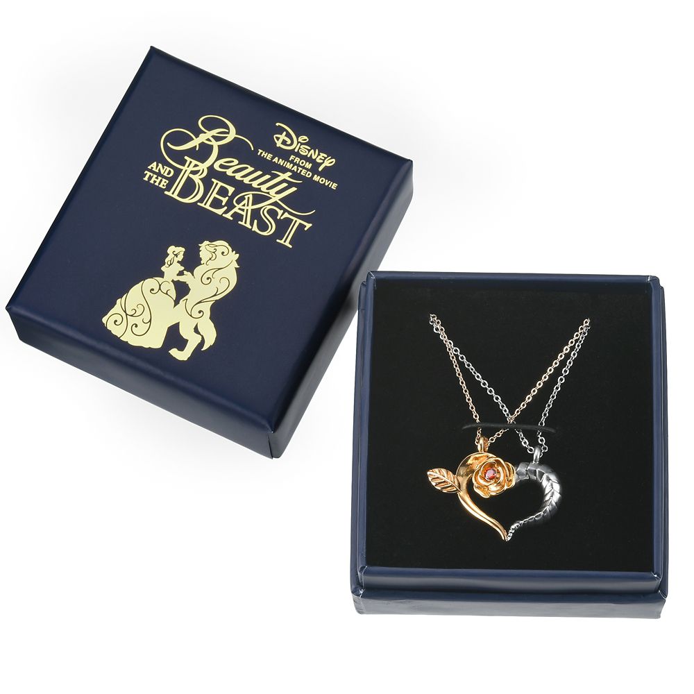 公式 ショップディズニー ベル 野獣 ネックレス ペア Beauty And The Beast 30years