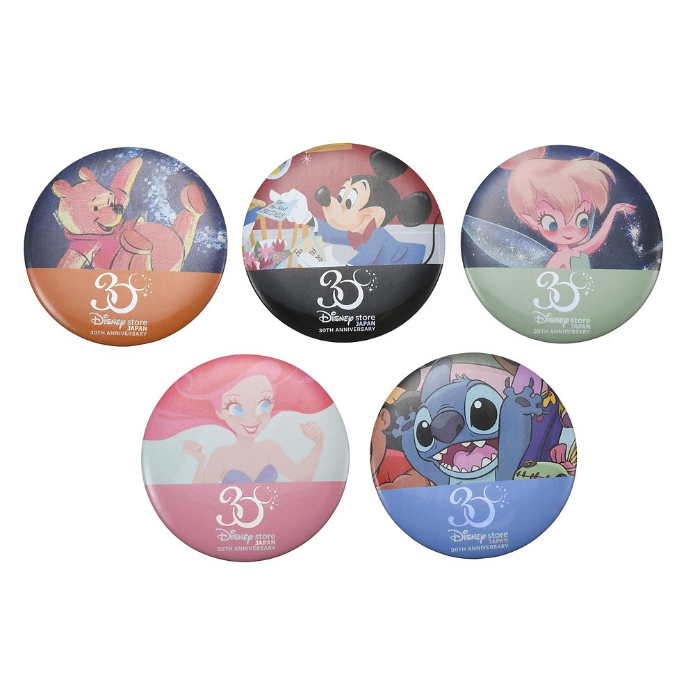 公式 ショップディズニー ディズニーキャラクター 缶バッジ セット Disney Store Japan 30th