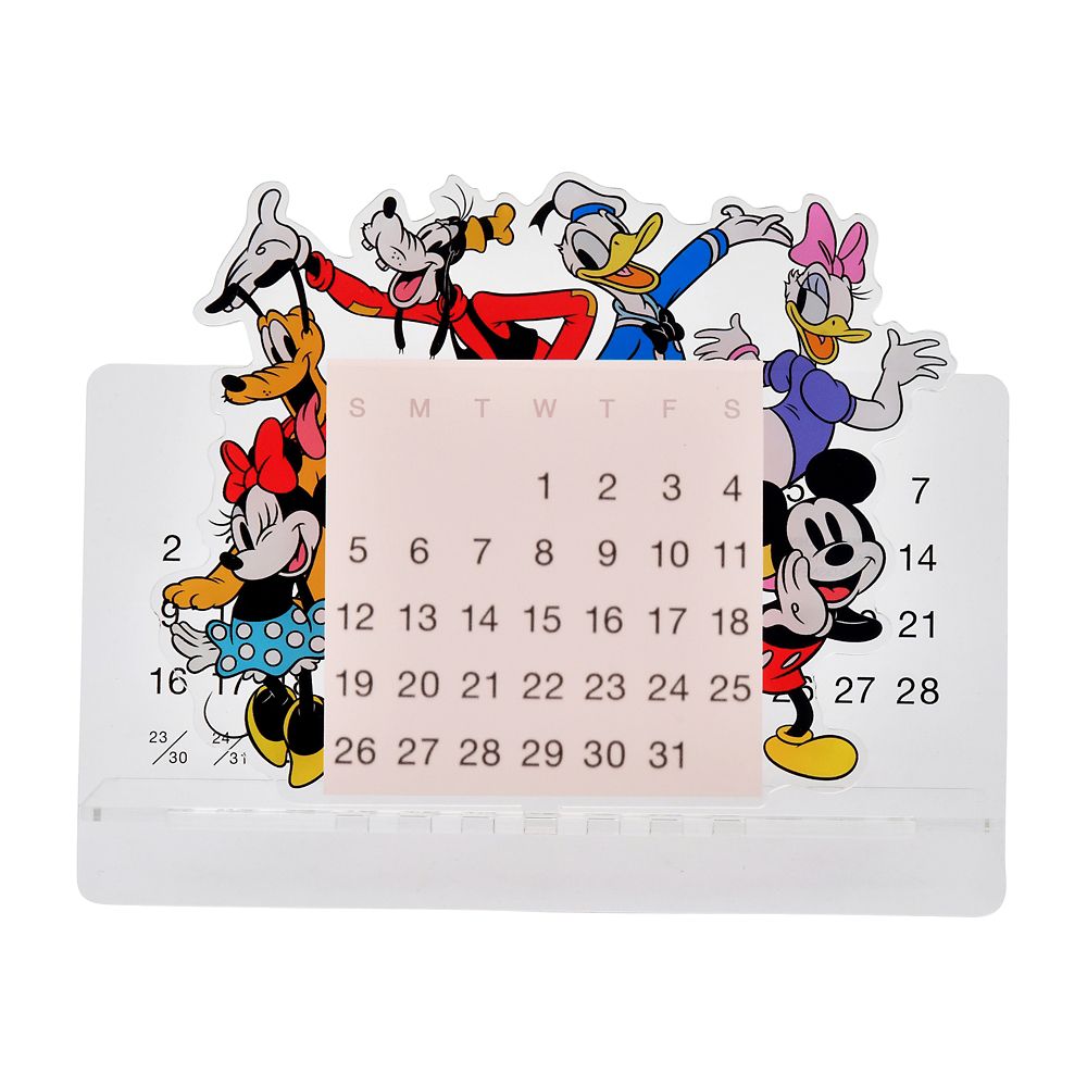 公式 ショップディズニー ミッキー フレンズ 卓上カレンダー クリア ダイカット New School Life