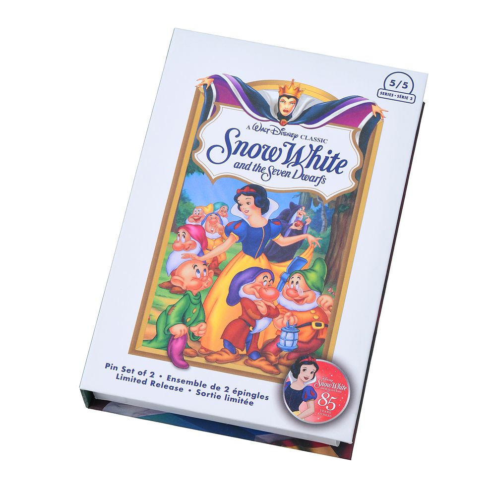 公式 ショップディズニー おとぼけ ピンバッジ セット Vhs風ボックス入り 白雪姫 アニバーサリー
