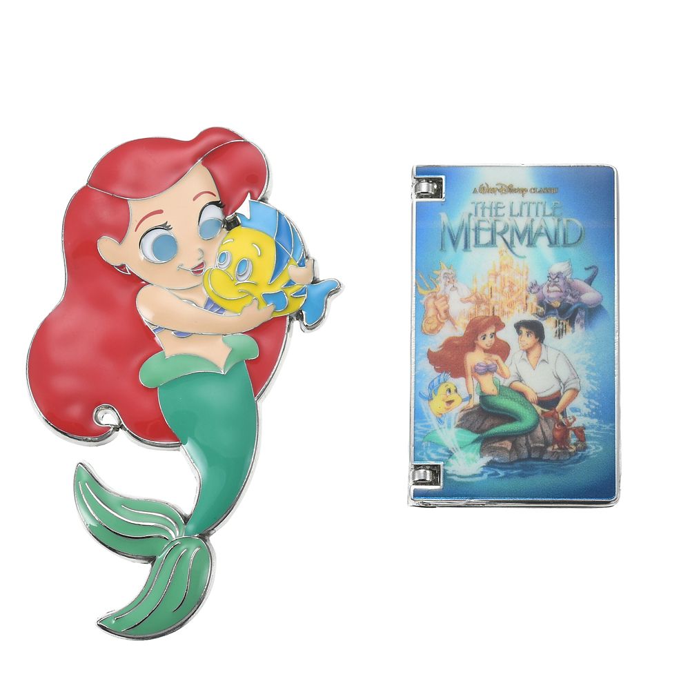 公式 ショップディズニー アリエル フランダー ピンバッジ セット Vhs風ボックス入り リトル マーメイド