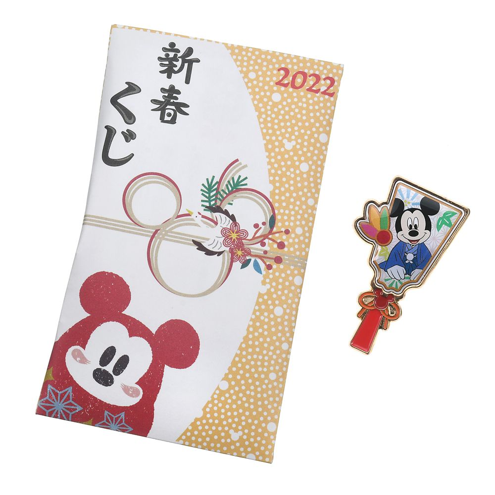 公式 ショップディズニー ディズニーキャラクター シークレットピンバッジ 羽子板風 おみくじ