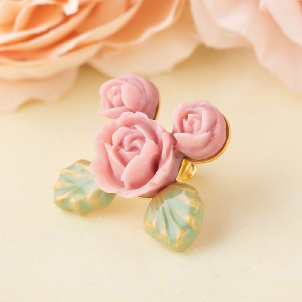 【キューポット】ミニーマウス/ピアス　ビンテージローズ