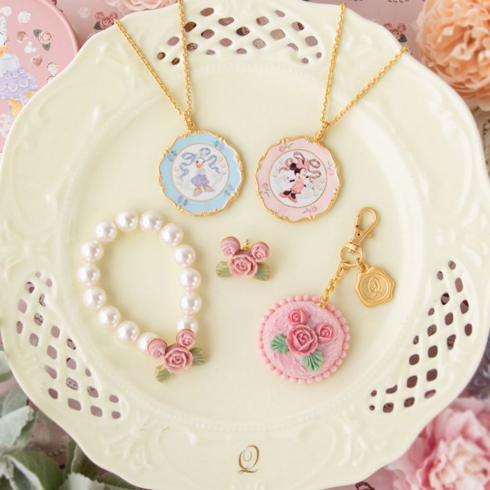 【キューポット】ミニーマウス/イヤリング　ビンテージローズ