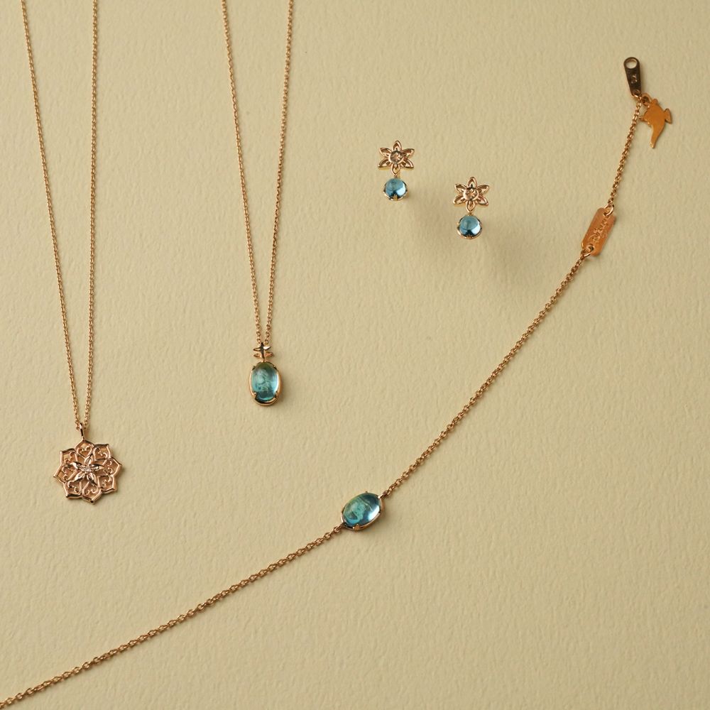 【送料無料】ディズニープリンセス ジャスミン　ブルートパーズイエローゴールドペンダント