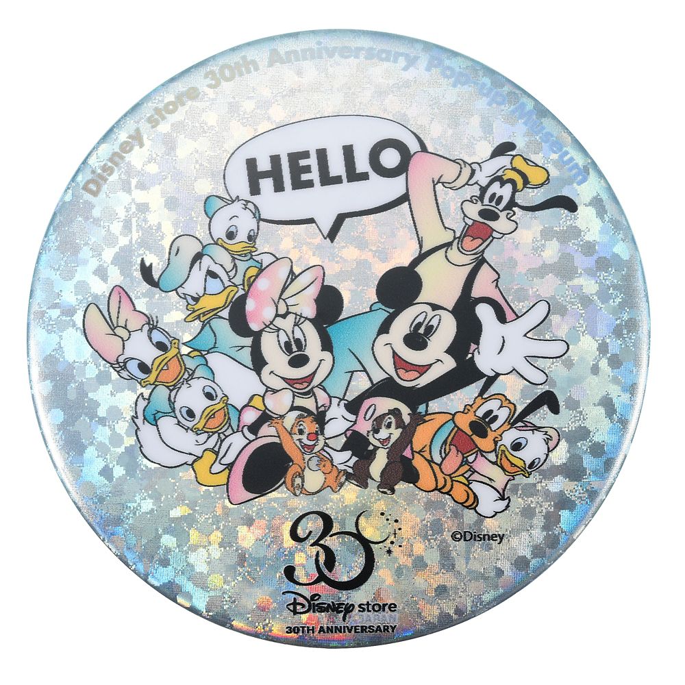 公式 ショップディズニー ミッキー フレンズ 缶バッジ ホログラム Disney Store 30th Anniversary Pop Up Museum