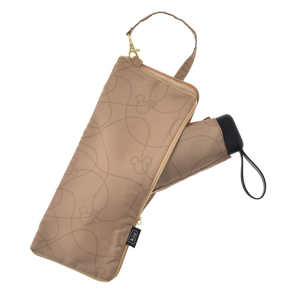 公式 ショップディズニー Kiu ミッキー 折りたたみ傘ケース傘ケース ベージュ Rainy Day 22