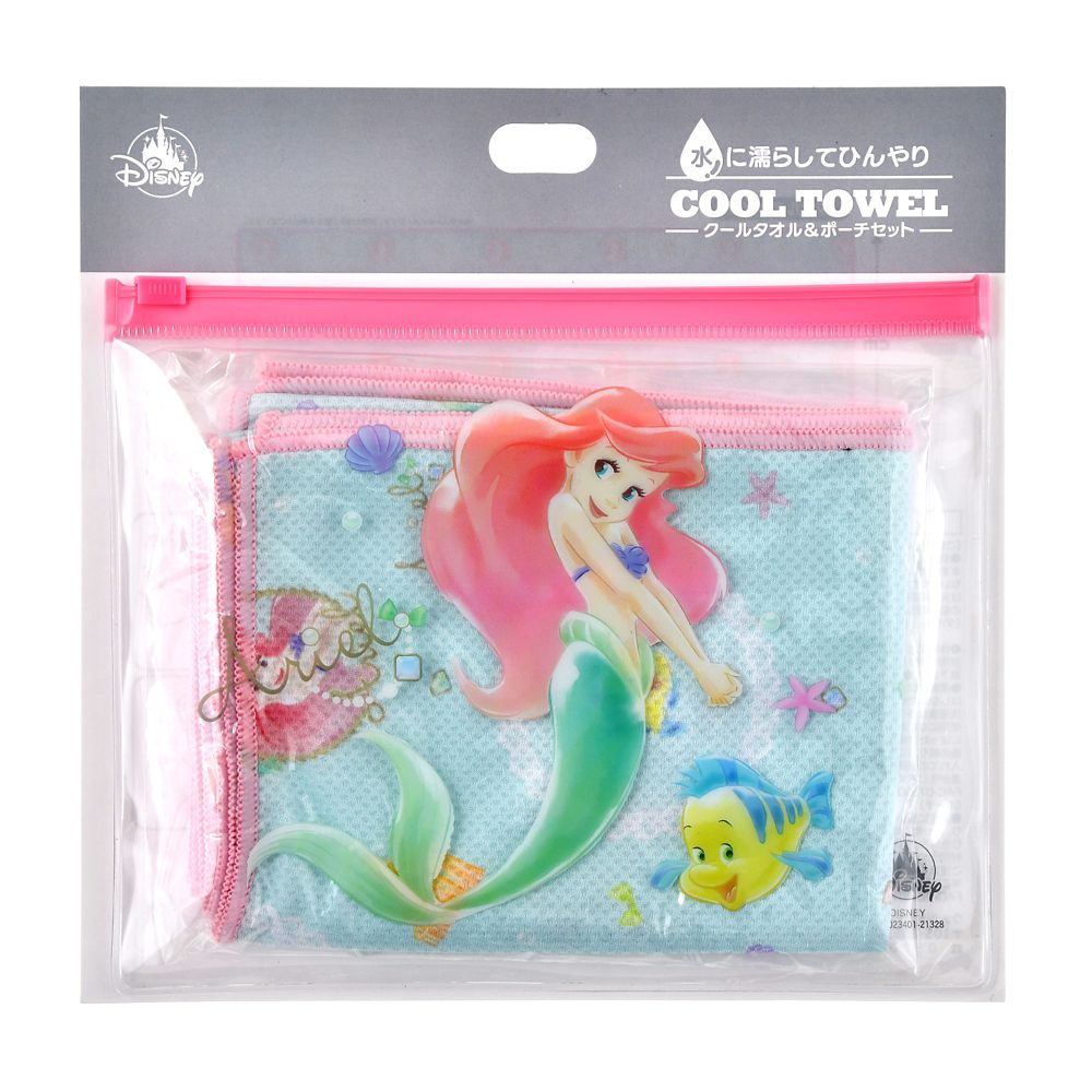 公式 ショップディズニー アリエル フランダー クールタオル ポーチ入り リボンフレーム