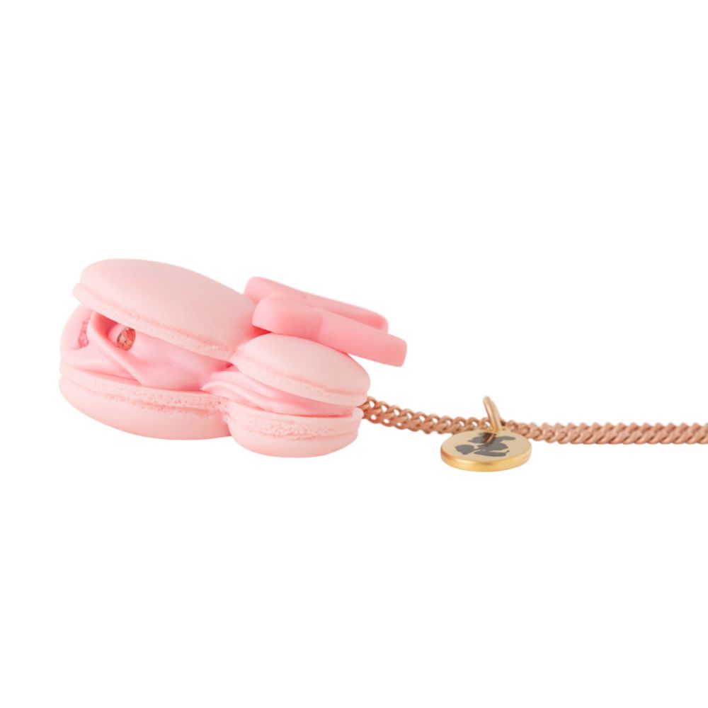 【キューポット】ミニーマウス/ネックレス　ストロベリーミルクマカロン