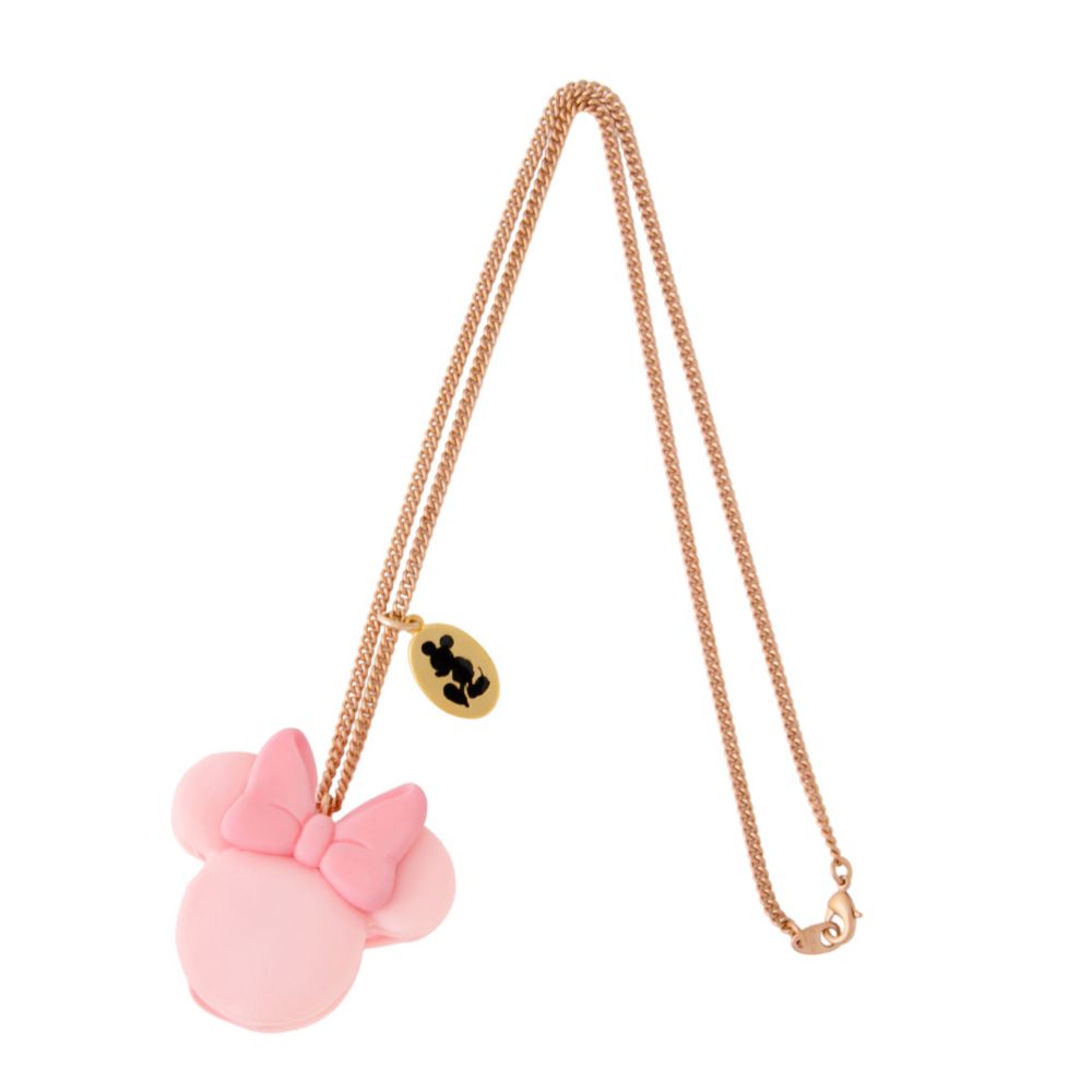 【キューポット】ミニーマウス/ネックレス　ストロベリーミルクマカロン