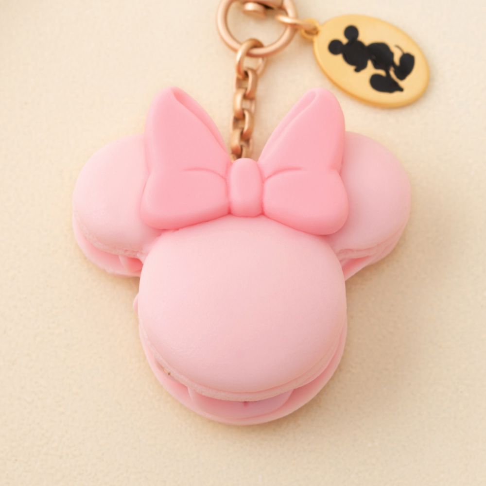 【キューポット】ミニーマウス/バッグチャーム　ストロベリーミルクマカロン