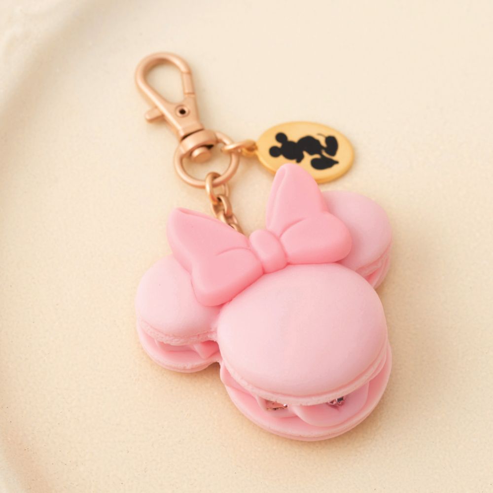 【キューポット】ミニーマウス/バッグチャーム　ストロベリーミルクマカロン