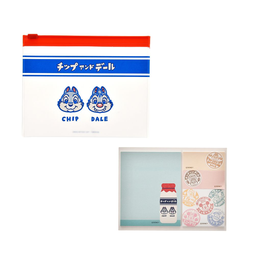 公式 ショップディズニー ミッキー フレンズ 付箋 メモ帳 ケース入り Retro Milk Bottle