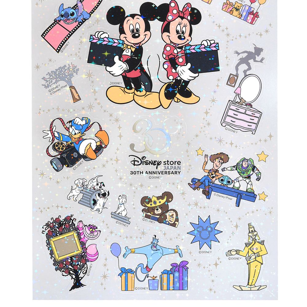 公式 ショップディズニー ディズニーキャラクター シール ステッカー ダイカット ホログラム Disney Store Japan 30th