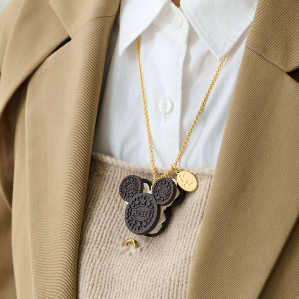 【キューポット】ミッキーマウス/ネックレス　クリームサンド ココア クッキー